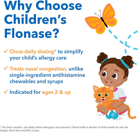 Flonase Children's Sensimist Allergy Relief Spray, 24 Hour Non-Drowsy Children's Allergy Medicine, Scent-Free, Alcohol-Free Fine Mist - 60 Sprays