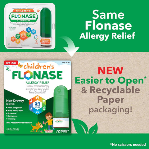 Flonase Children’s Allergy Relief Nasal Spray, 24-Hour Non-Drowsy Multi-Symptom Relief – 72 Sprays