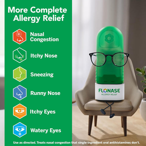 Flonase Sensimist Allergy Relief Nasal Spray - Non-Drowsy 24HR Long Lasting Allergy Relief with Fine, Scent-Free Mist - 120 Sprays Plus Bonus Pack of Tissues