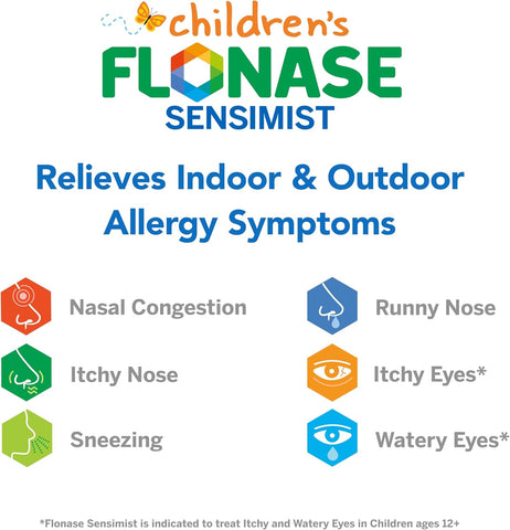 Flonase Children's Sensimist Allergy Relief Spray, 24 Hour Non-Drowsy Children's Allergy Medicine, Scent-Free, Alcohol-Free Fine Mist - 60 Sprays