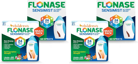 Flonase Sensimist Allergy Relief Nasal Spray for Adults and Kids - 120 Sprays Total (2 Bottles of 60 Sprays Each), (Pack of 4)